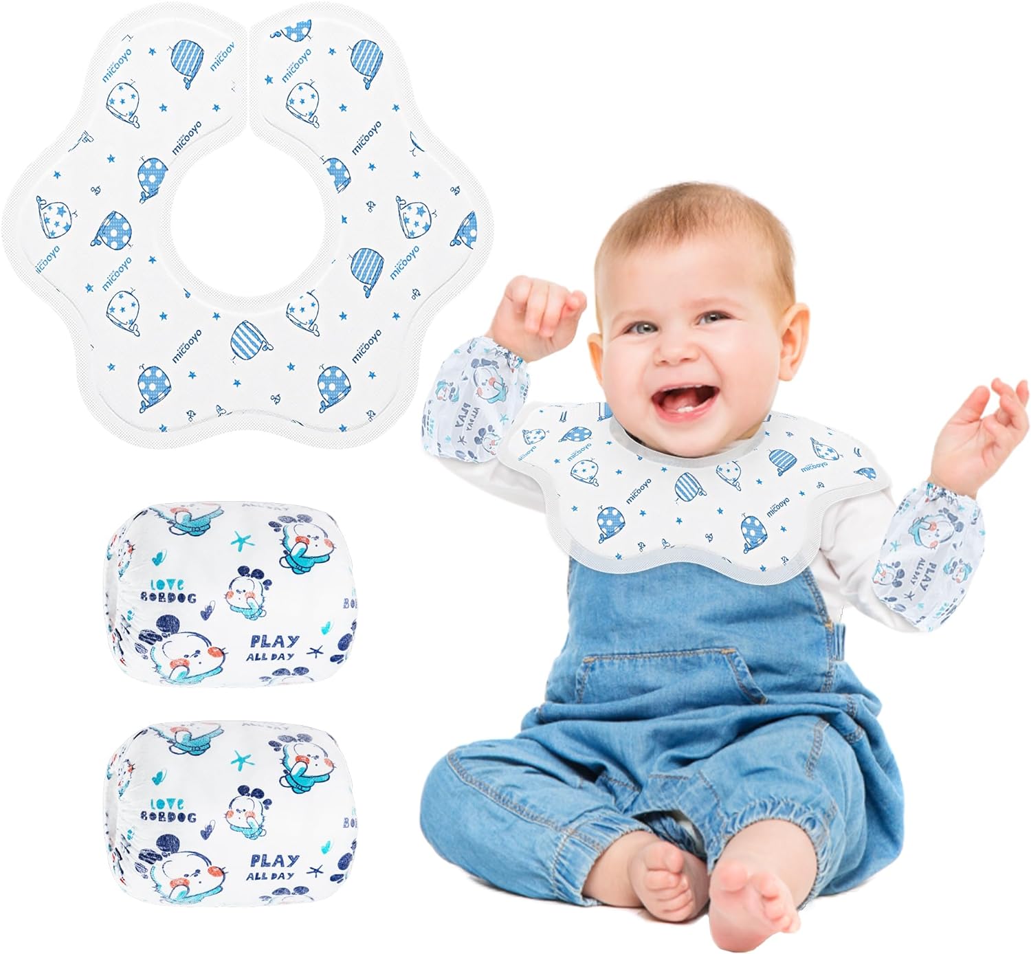 251102114829939_1 Joyshare 360°Rotate Baby Bibs for Drooling,Teething,15pcs,0-24months,Disposable Baby Bibs & Sleeves for Boys & girls - Image 1